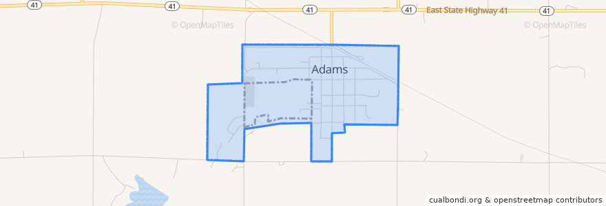 Mapa de ubicacion de Adams.