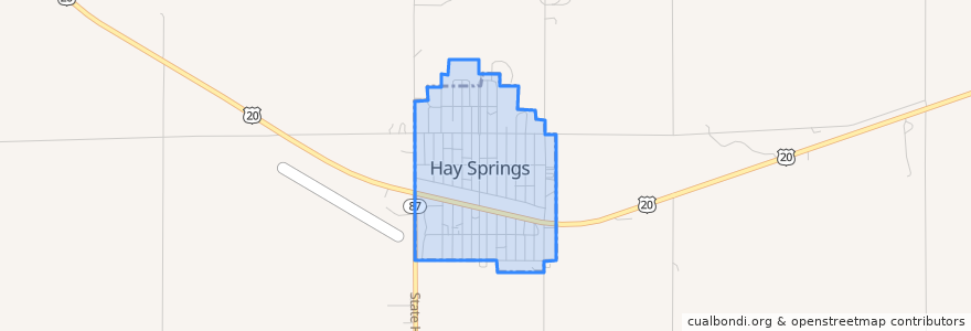 Mapa de ubicacion de Hay Springs.