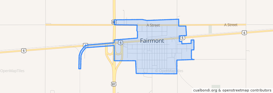 Mapa de ubicacion de Fairmont.