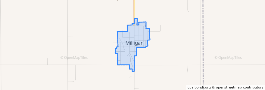 Mapa de ubicacion de Milligan.