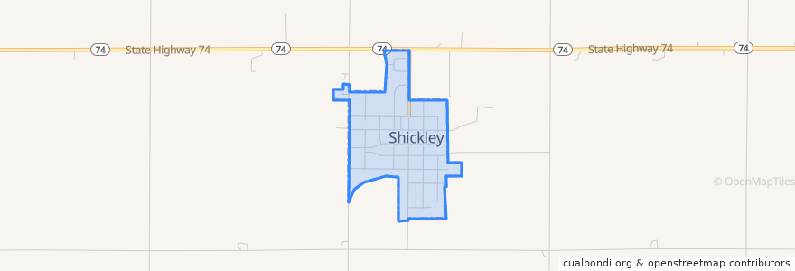 Mapa de ubicacion de Shickley.