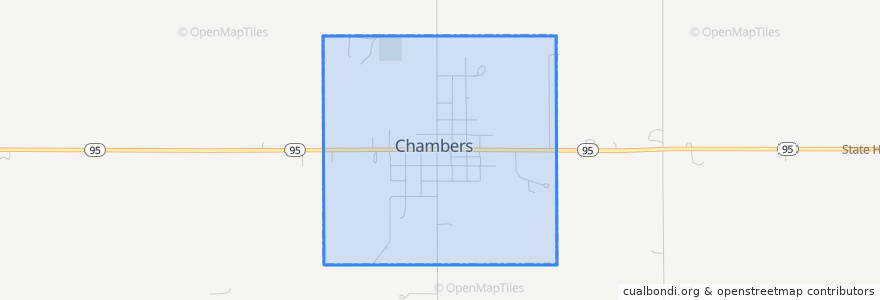 Mapa de ubicacion de Chambers.