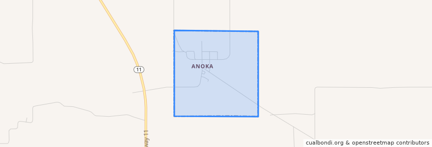 Mapa de ubicacion de Anoka.