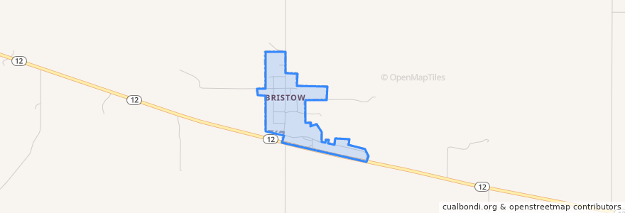 Mapa de ubicacion de Bristow.