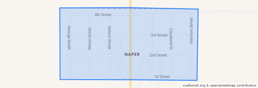 Mapa de ubicacion de Naper.