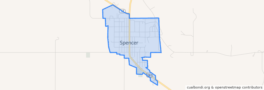 Mapa de ubicacion de Spencer.