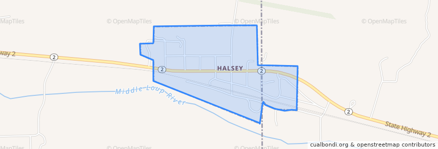 Mapa de ubicacion de Halsey.