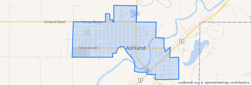 Mapa de ubicacion de Ashland.