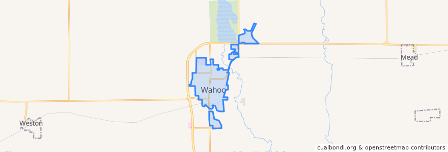 Mapa de ubicacion de Wahoo.