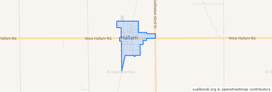 Mapa de ubicacion de Hallam.