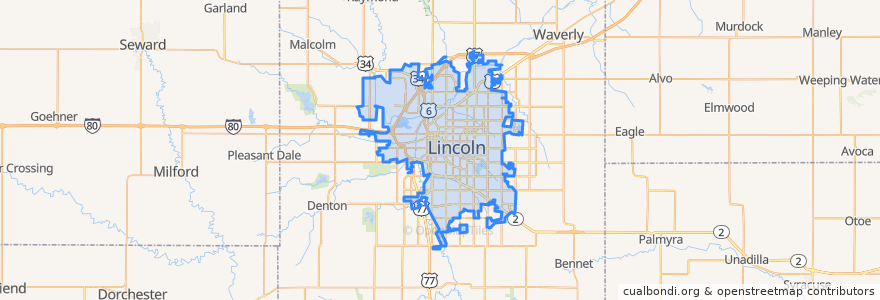 Mapa de ubicacion de Lincoln.