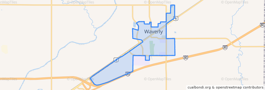 Mapa de ubicacion de Waverly.