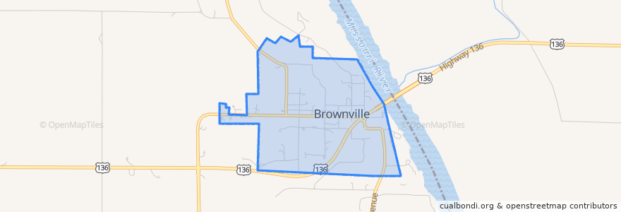 Mapa de ubicacion de Brownville.