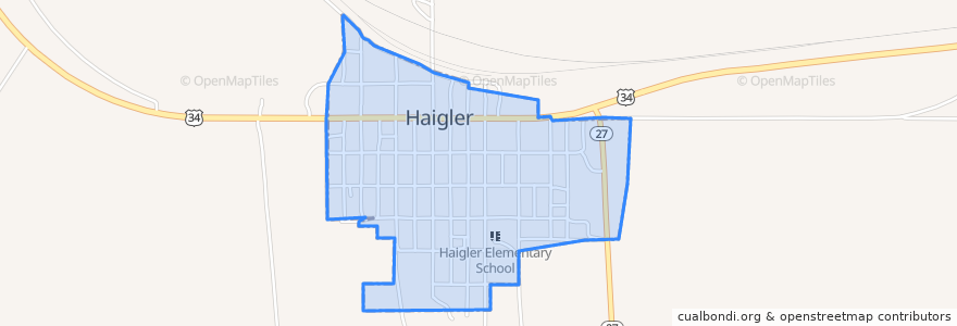 Mapa de ubicacion de Haigler.