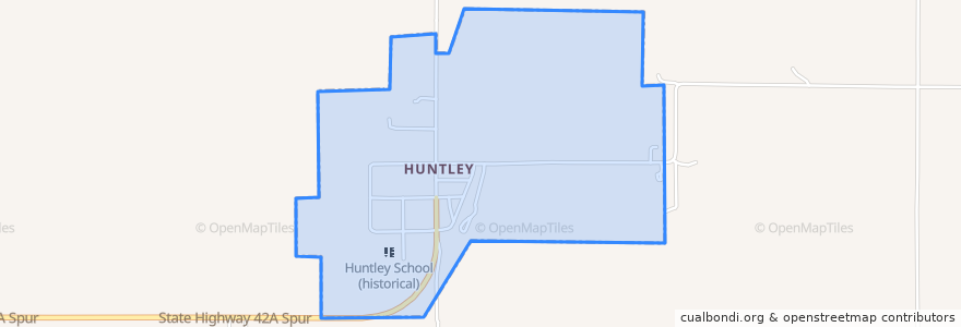 Mapa de ubicacion de Huntley.