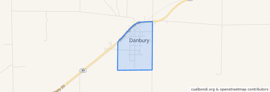 Mapa de ubicacion de Danbury.