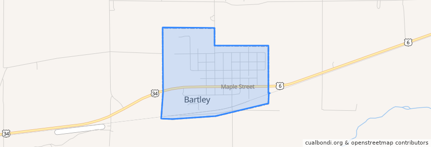 Mapa de ubicacion de Bartley.