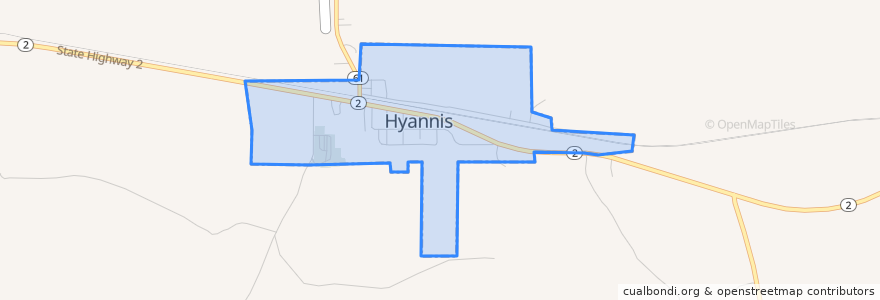 Mapa de ubicacion de Hyannis.