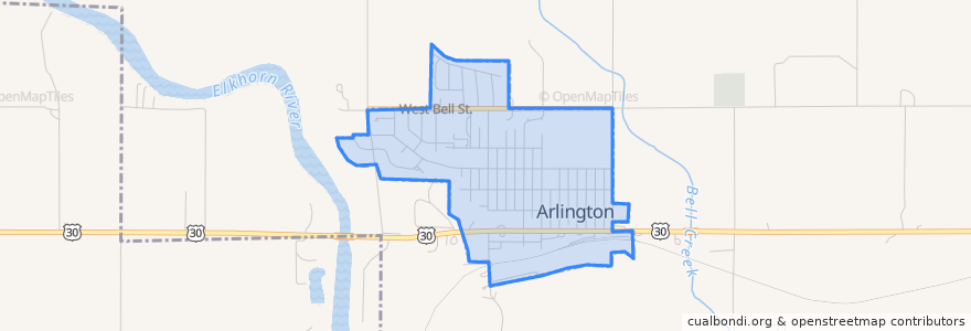 Mapa de ubicacion de Arlington.