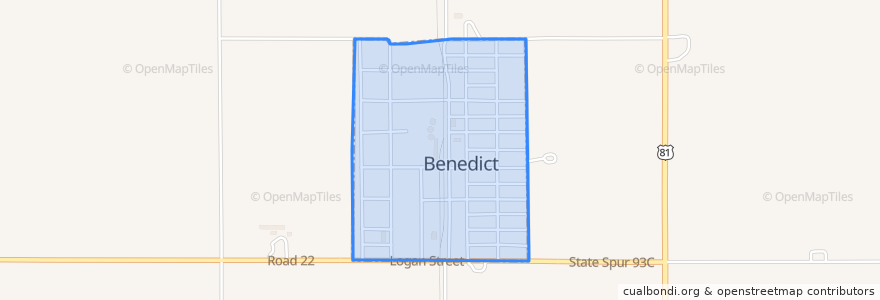 Mapa de ubicacion de Benedict.