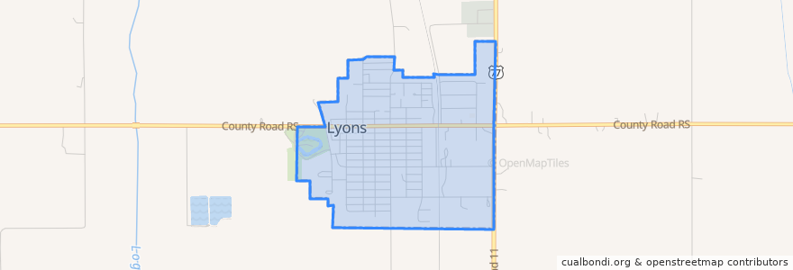 Mapa de ubicacion de Lyons.