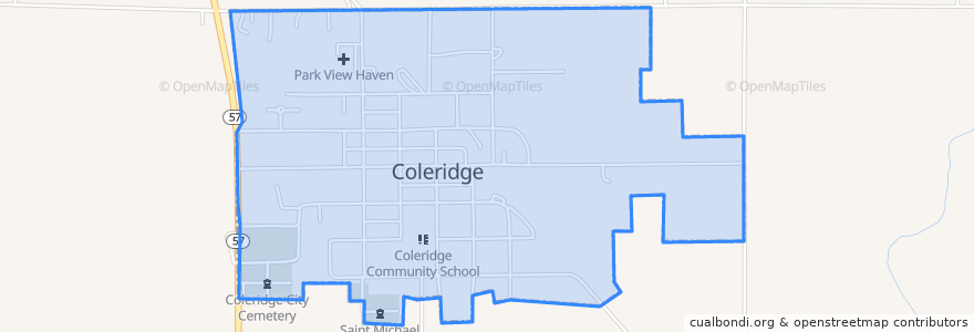 Mapa de ubicacion de Coleridge.