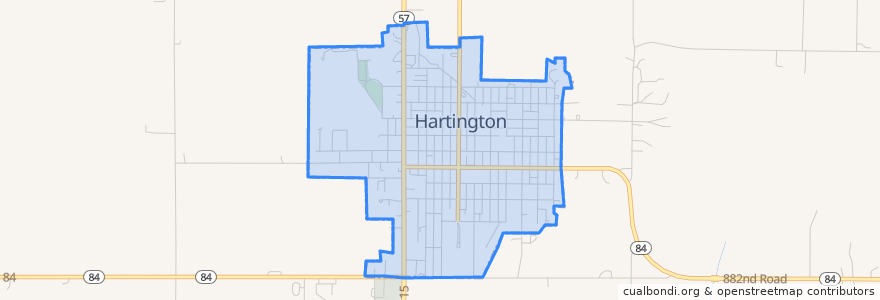 Mapa de ubicacion de Hartington.