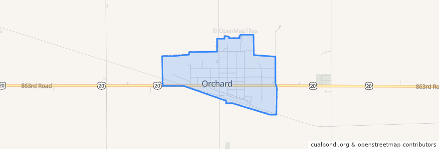 Mapa de ubicacion de Orchard.