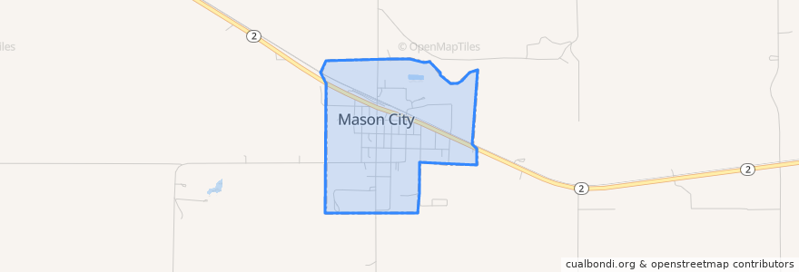 Mapa de ubicacion de Mason City.