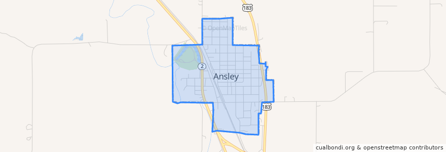 Mapa de ubicacion de Ansley.