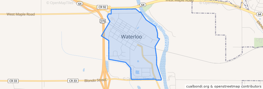 Mapa de ubicacion de Waterloo.