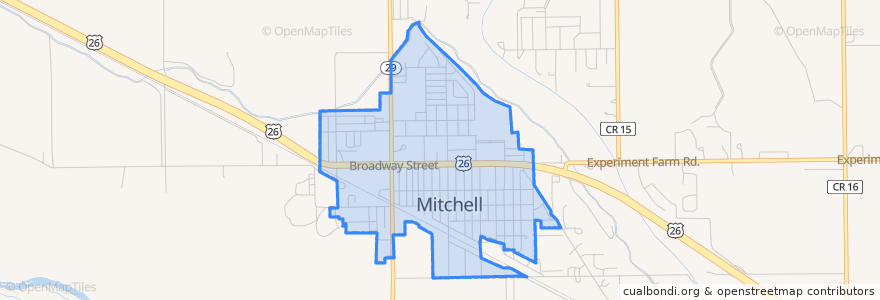 Mapa de ubicacion de Mitchell.