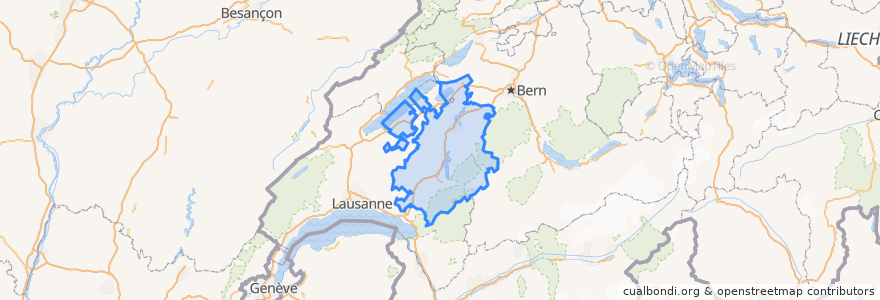 Mapa de ubicacion de Fribourg/Freiburg.