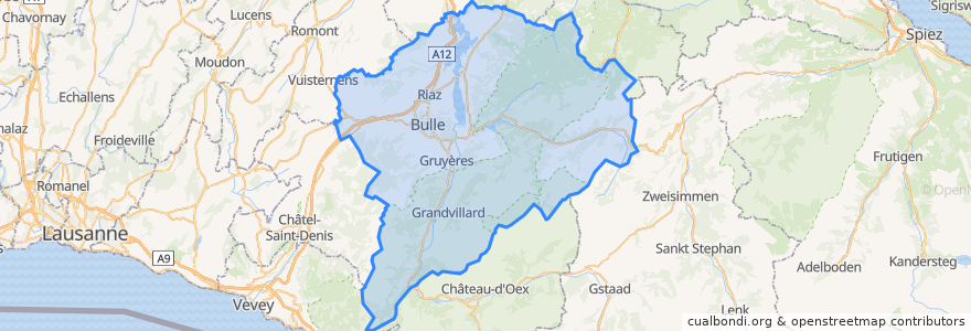 Mapa de ubicacion de Gruyère District.