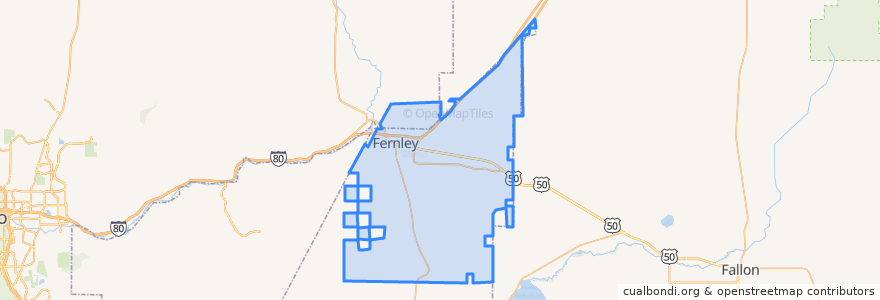 Mapa de ubicacion de Fernley.