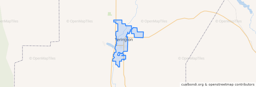 Mapa de ubicacion de Yerington.