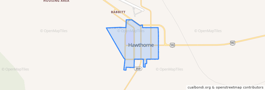 Mapa de ubicacion de Hawthorne.