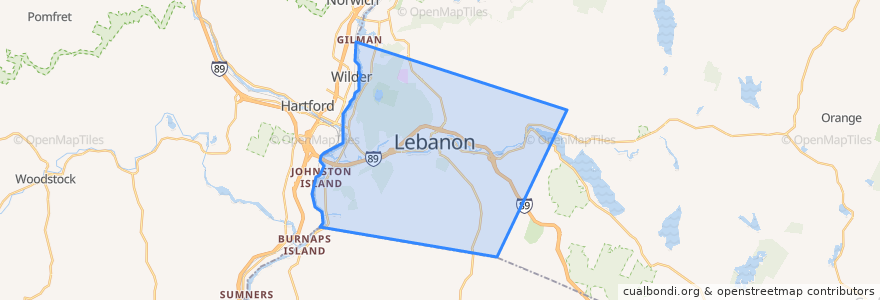 Mapa de ubicacion de Lebanon.