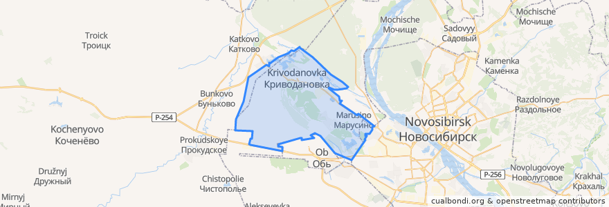 Mapa de ubicacion de Криводановский сельсовет.
