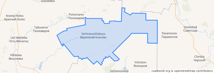 Mapa de ubicacion de Верхнесвечниковское сельское поселение.