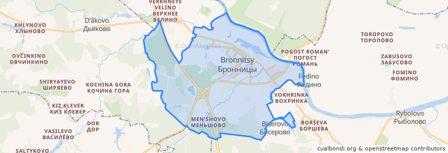 Mapa de ubicacion de городской округ Бронницы.