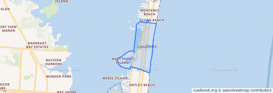 Mapa de ubicacion de Lavallette.