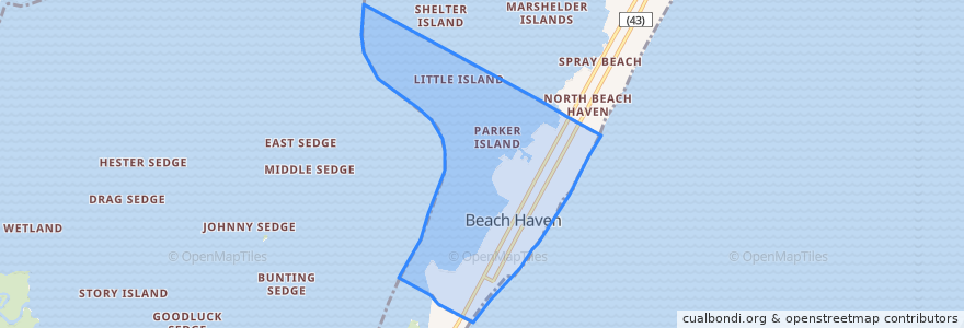 Mapa de ubicacion de Beach Haven.