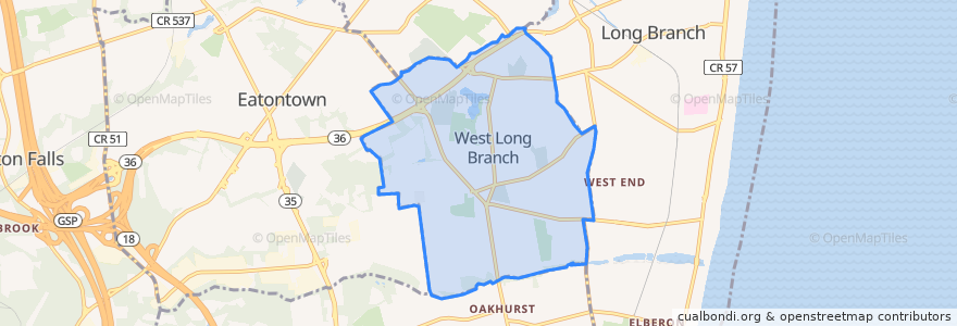 Mapa de ubicacion de West Long Branch.