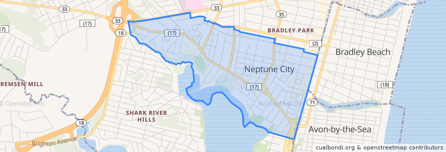 Mapa de ubicacion de Neptune City.