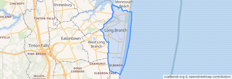 Mapa de ubicacion de Long Branch.