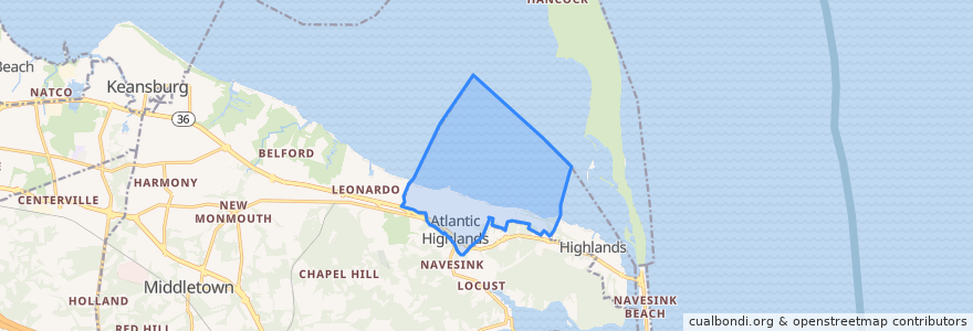 Mapa de ubicacion de Atlantic Highlands.