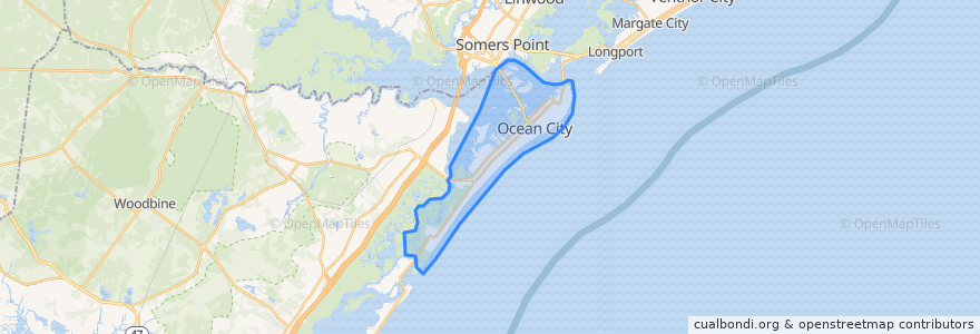 Mapa de ubicacion de Ocean City.