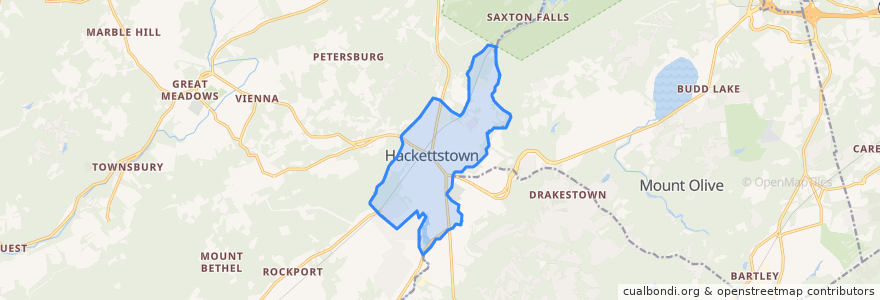 Mapa de ubicacion de Hackettstown.