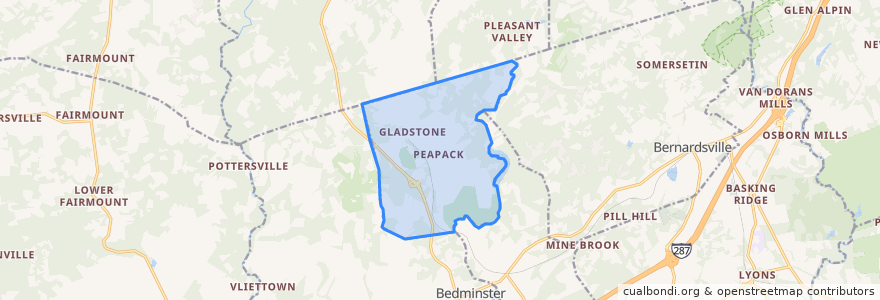 Mapa de ubicacion de Peapack-Gladstone.